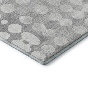 HomeRoots 9' X 12' Gray and Ivory Polka Dot Area Rug - Washable, UV-Protected, Kid and Pet-Friendly Design 669119