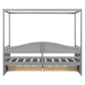 English Elm Twin Canopy Daybed with Pull Out Trundle Pinewood Frame for Kids or Guest Rooms N708P373435E