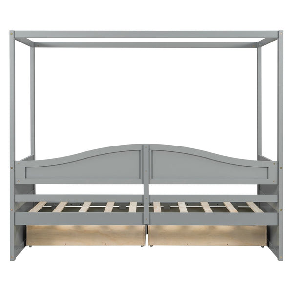 English Elm Twin Canopy Daybed with Pull Out Trundle Pinewood Frame for Kids or Guest Rooms N708P373435E