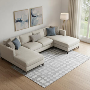 HomeRoots 10' Gray and Ivory Polka Dot Area Rug - Washable, UV Protected, Stylish for Homes and Patios! 669120