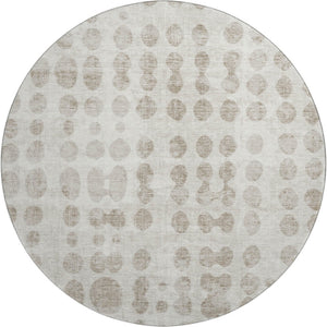 HomeRoots 8' Ivory and Beige Polka Dot Washable Round Rug - Stylish, Stain-Resistant, UV-Protected Flooring Solution! 669123