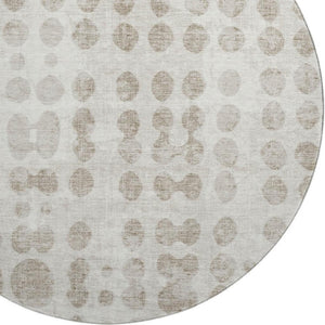 HomeRoots 8' Ivory and Beige Polka Dot Washable Round Rug - Stylish, Stain-Resistant, UV-Protected Flooring Solution! 669123