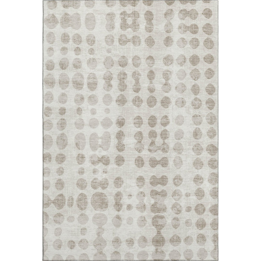 HomeRoots 8' X 10' Washable Ivory & Beige Polka Dot Area Rug with UV Protection for Homes with Kids & Pets 669124
