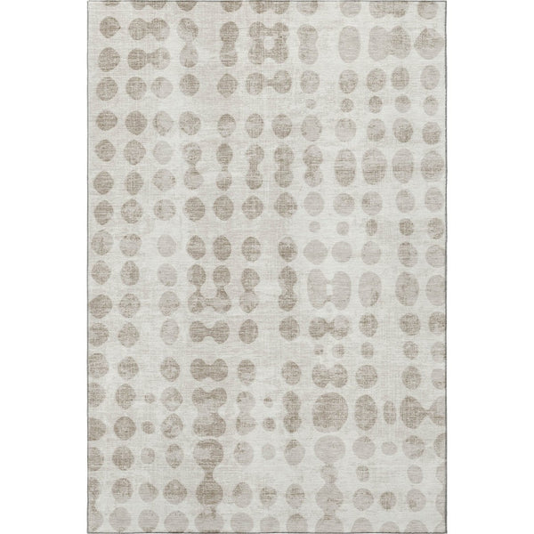 HomeRoots 8' X 10' Washable Ivory & Beige Polka Dot Area Rug with UV Protection for Homes with Kids & Pets 669124