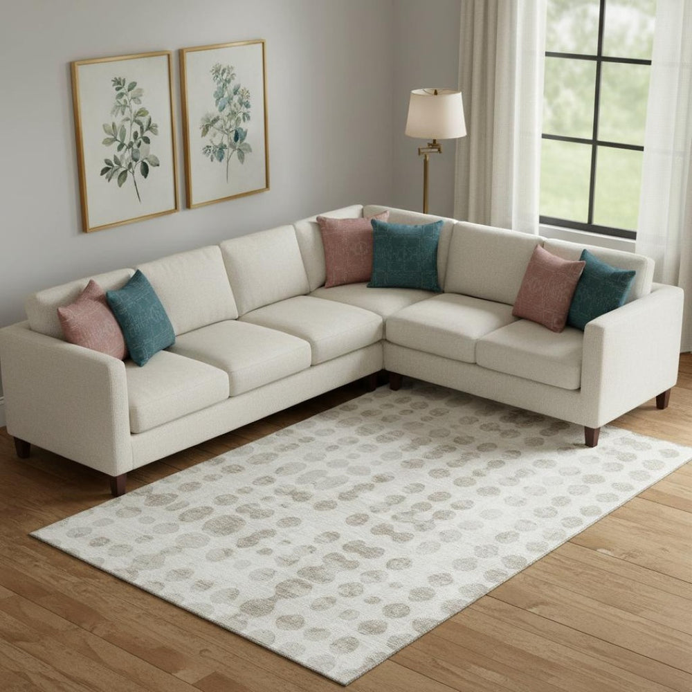 HomeRoots 9' X 12' Ivory & Beige Polka Dot Washable Area Rug - Stylish, Durable, UV-Protected for Family Homes 669125