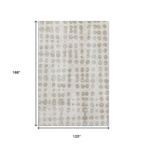 HomeRoots 10' Ivory and Beige Polka Dot Washable Area Rug – Stylish, Durable, UV Protected for Family Homes 669126
