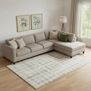 HomeRoots 10' Ivory and Beige Polka Dot Washable Area Rug – Stylish, Durable, UV Protected for Family Homes 669126