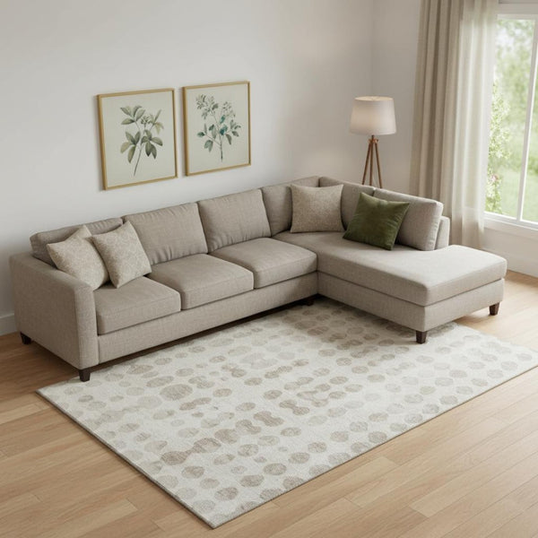 HomeRoots 10' Ivory and Beige Polka Dot Washable Area Rug – Stylish, Durable, UV Protected for Family Homes 669126