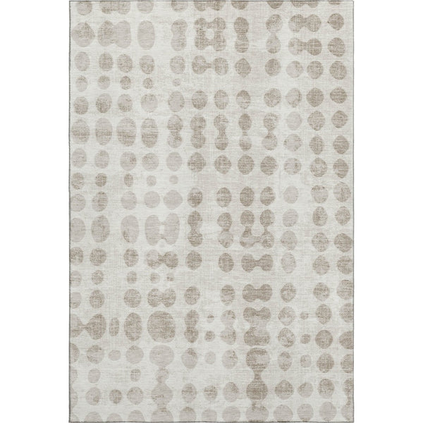 HomeRoots 10' Ivory and Beige Polka Dot Washable Area Rug – Stylish, Durable, UV Protected for Family Homes 669126