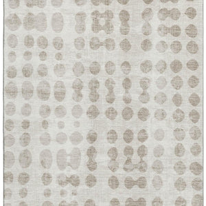 HomeRoots 10' Ivory and Beige Polka Dot Washable Area Rug – Stylish, Durable, UV Protected for Family Homes 669126