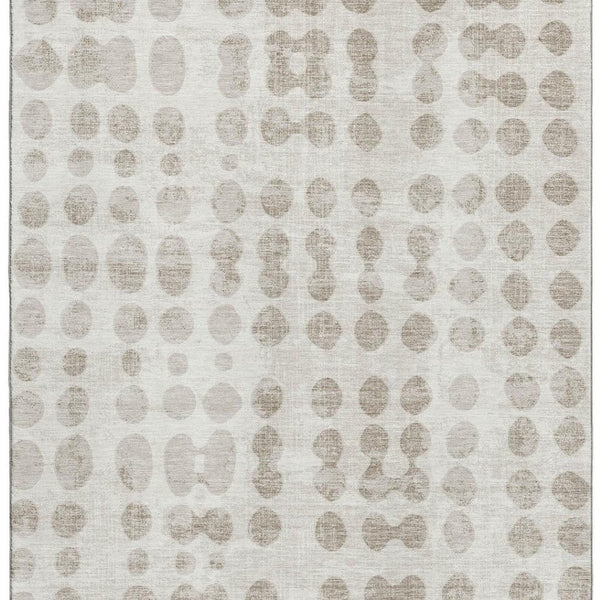 HomeRoots 10' Ivory and Beige Polka Dot Washable Area Rug – Stylish, Durable, UV Protected for Family Homes 669126