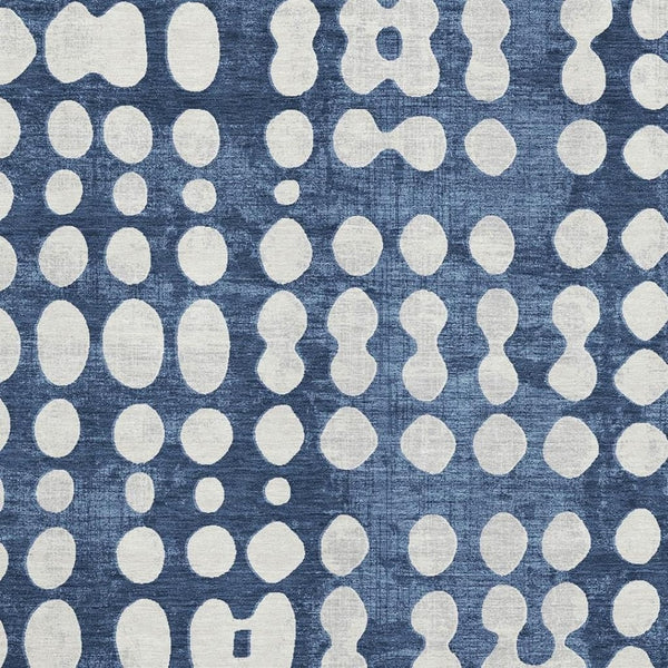 HomeRoots 8' X 10' Navy Blue Polka Dot Area Rug - Washable, UV-Protected, Stain-Resistant for Family Spaces 669130