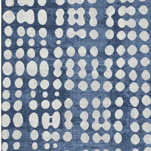 HomeRoots 8' X 10' Navy Blue Polka Dot Area Rug - Washable, UV-Protected, Stain-Resistant for Family Spaces 669130