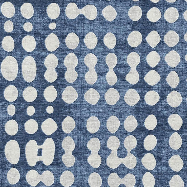 HomeRoots 9' X 12' Navy Blue Polka Dot Washable Area Rug with UV Protection – Stylish, Durable, and Easy-Care Design 669131