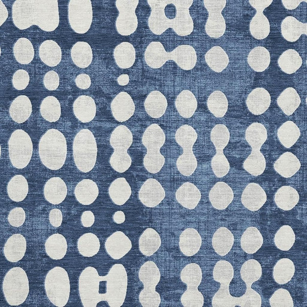 HomeRoots 10' X 14' Navy Blue & Ivory Polka Dot Washable Area Rug - Stylish, Durable & UV Protected for Homes 669132