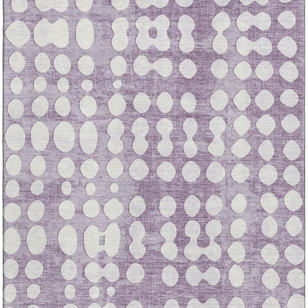HomeRoots 5' X 8' Playful Purple and Ivory Polka Dot Washable Area Rug with UV Protection for Kids & Pets 669134