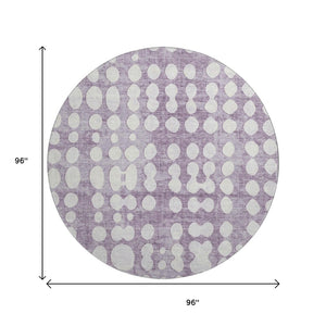 HomeRoots 8' Cheerful Purple & Ivory Polka Dot Round Rug - Washable, UV Protected, Perfect for Kids & Pets! 669135