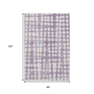 HomeRoots 8' X 10' Purple and Ivory Polka Dot Area Rug - Washable, UV-Protected, Durable for Families & Pets 669136