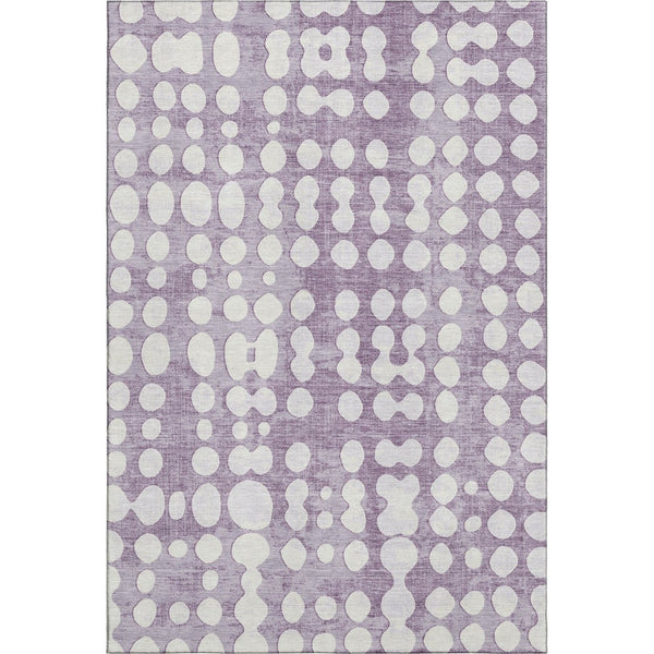 HomeRoots 9' X 12' Playful Purple & Ivory Polka Dot Washable Area Rug with UV Protection for Busy Homes 669137