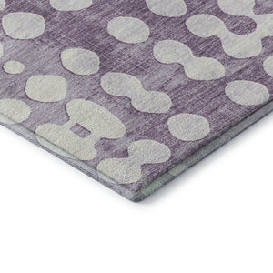 HomeRoots 9' X 12' Playful Purple & Ivory Polka Dot Washable Area Rug with UV Protection for Busy Homes 669137