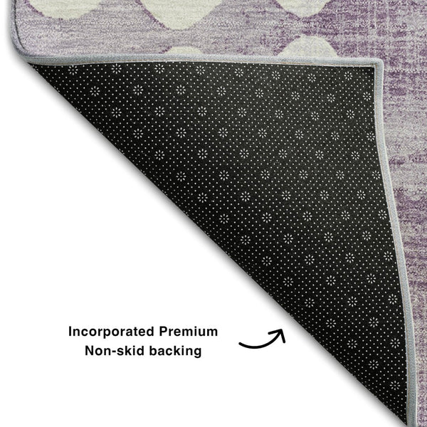 HomeRoots 10' Purple & Ivory Polka Dot Washable Area Rug - Stylish, Durable, UV-Resistant for Family Spaces 669138