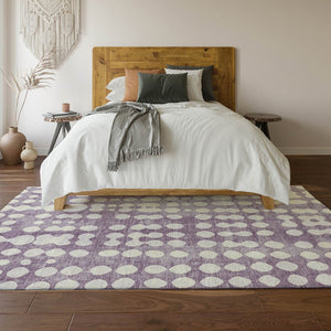 HomeRoots 10' Purple & Ivory Polka Dot Washable Area Rug - Stylish, Durable, UV-Resistant for Family Spaces 669138