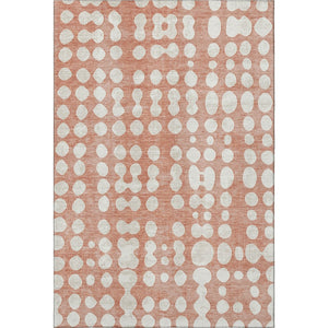 HomeRoots 5' X 8' Salmon and Ivory Polka Dot Area Rug – Stylish, Washable, UV-Protected for Family Spaces! 669140