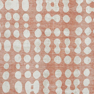 HomeRoots 8' X 10' Salmon & Ivory Polka Dot Area Rug - Washable, UV-Protected, Durable for Family Spaces 669142