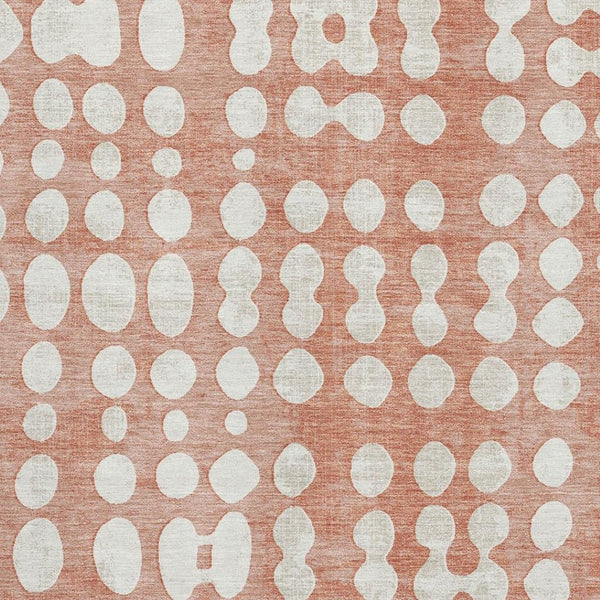 HomeRoots 8' X 10' Salmon & Ivory Polka Dot Area Rug - Washable, UV-Protected, Durable for Family Spaces 669142