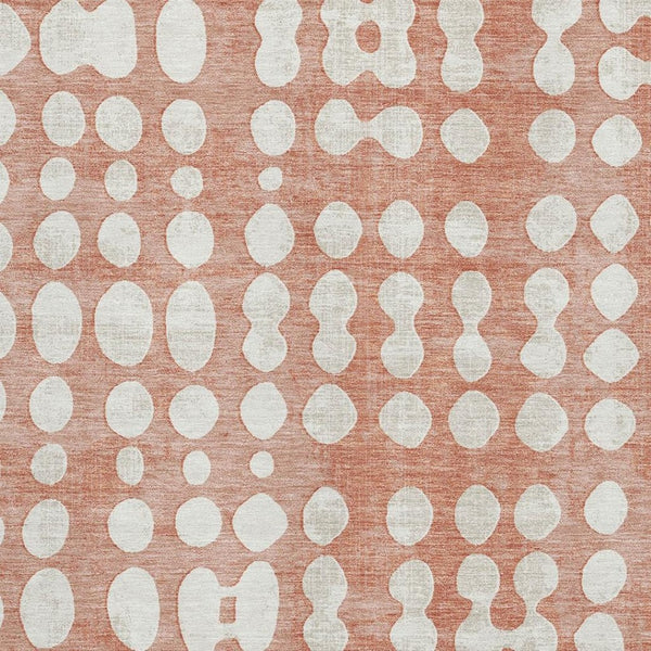 HomeRoots 9' X 12' Salmon and Ivory Polka Dot Area Rug - Stain Resistant, UV Protected, Perfect for Families! 669143