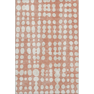 HomeRoots 10' x 14' Salmon and Ivory Polka Dot Washable Area Rug with UV Protection for Stylish Family Spaces 669144