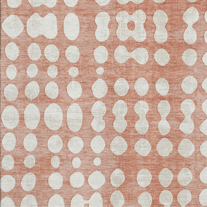 HomeRoots 10' x 14' Salmon and Ivory Polka Dot Washable Area Rug with UV Protection for Stylish Family Spaces 669144