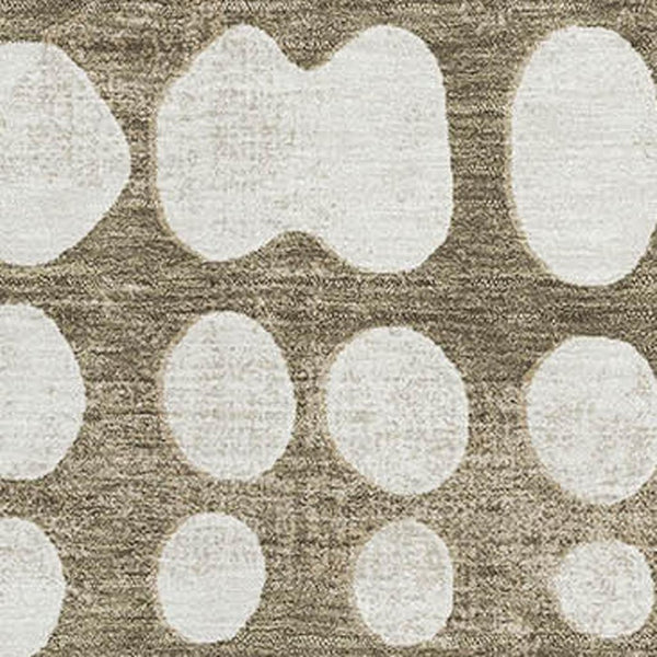 HomeRoots 5' X 8' Stylish Taupe And Ivory Polka Dot Washable Area Rug With UV Protection For Active Homes 669146