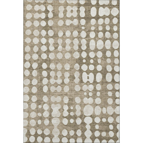 HomeRoots 8' X 10' Stylish Taupe Ivory Polka Dot Machine-Washable Area Rug with UV Protection & Stain Resist 669148