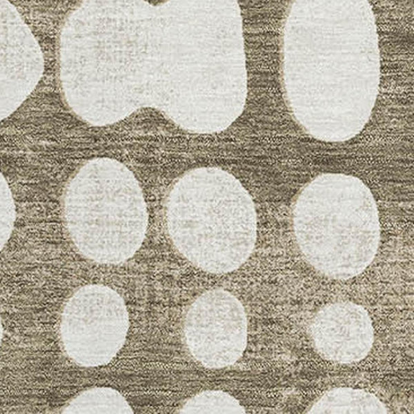 HomeRoots 9' X 12' Taupe And Ivory Polka Dot Area Rug - Durable, Washable, UV-Protected for Stylish Spaces 669149