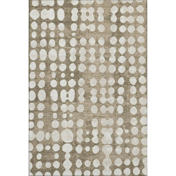 HomeRoots 10' X 14' Taupe And Ivory Polka Dot Washable Area Rug - UV Protected, Durable & Easy Care for Families 669150