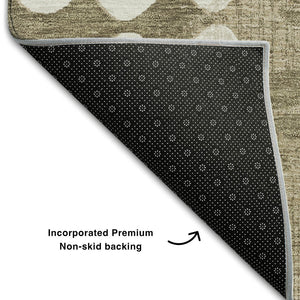 HomeRoots 10' X 14' Taupe And Ivory Polka Dot Washable Area Rug - UV Protected, Durable & Easy Care for Families 669150