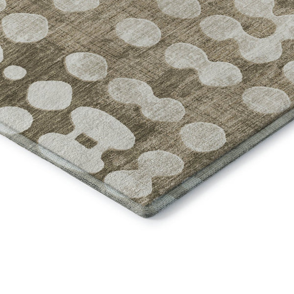HomeRoots 10' X 14' Taupe And Ivory Polka Dot Washable Area Rug - UV Protected, Durable & Easy Care for Families 669150