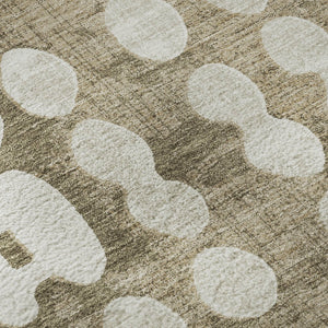HomeRoots 10' X 14' Taupe And Ivory Polka Dot Washable Area Rug - UV Protected, Durable & Easy Care for Families 669150
