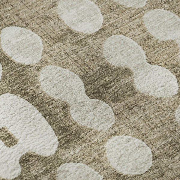 HomeRoots 10' X 14' Taupe And Ivory Polka Dot Washable Area Rug - UV Protected, Durable & Easy Care for Families 669150