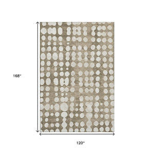 HomeRoots 10' X 14' Taupe And Ivory Polka Dot Washable Area Rug - UV Protected, Durable & Easy Care for Families 669150