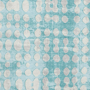 HomeRoots 5' Teal and Ivory Polka Dot Area Rug – Washable, UV-Protected, Stain-Resistant, Perfect for Families! 669152