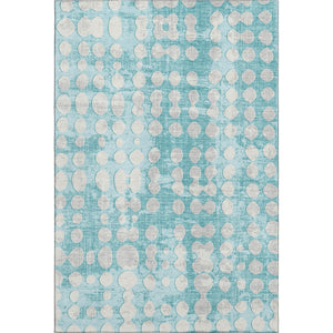 HomeRoots 10' X 14' Teal And Ivory Polka Dot Washable Area Rug - Durable, Stain Resistant & UV Protected Design 669156
