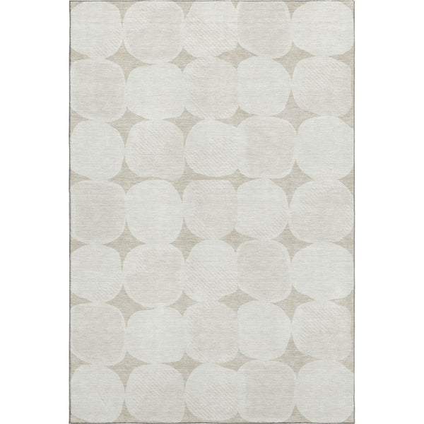 HomeRoots 8' X 10' Beige and Ivory Washable Area Rug - Abstract Geometric Design with UV Protection & Durability 669160