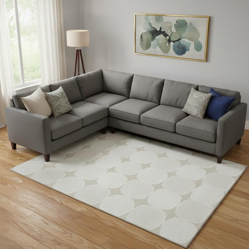 HomeRoots 9' X 12' Beige And Ivory Abstract Geometric Washable Area Rug - Durable, UV Protected & Stylish 669161