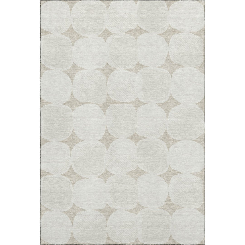 HomeRoots 10' X 14' Beige & Ivory Abstract Geometric Washable Area Rug with UV Protection for Modern Living 669162
