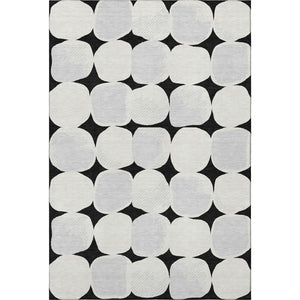 HomeRoots 5' X 8' Stylish Black and Ivory Abstract Geometric Washable Area Rug with UV Protection & Comfort 669164
