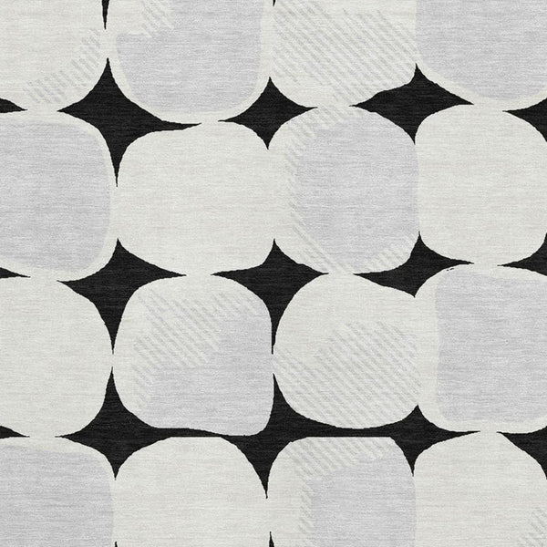 HomeRoots 9' X 12' Washable Black & Ivory Abstract Geometric Area Rug with UV Protection for Busy Homes 669167