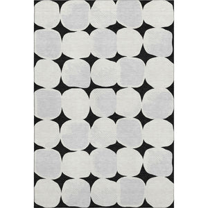 HomeRoots 10' X 14' Washable Black & Ivory Abstract Geometric Area Rug with UV Protection for High Traffic Areas 669168
