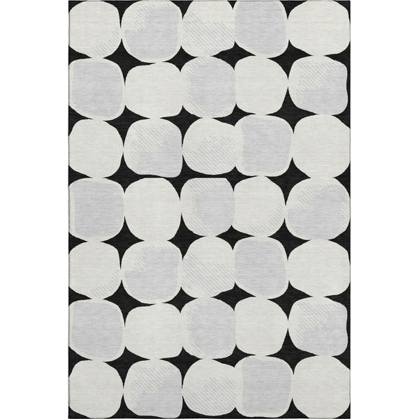 HomeRoots 10' X 14' Washable Black & Ivory Abstract Geometric Area Rug with UV Protection for High Traffic Areas 669168
